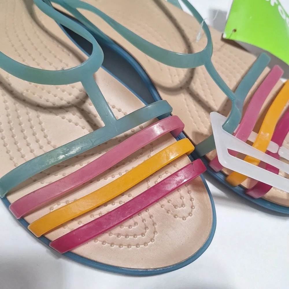 Crocs Isabella Flats Sandals Women 11 Island Strappy Jelly Slip On Huarache Shoe